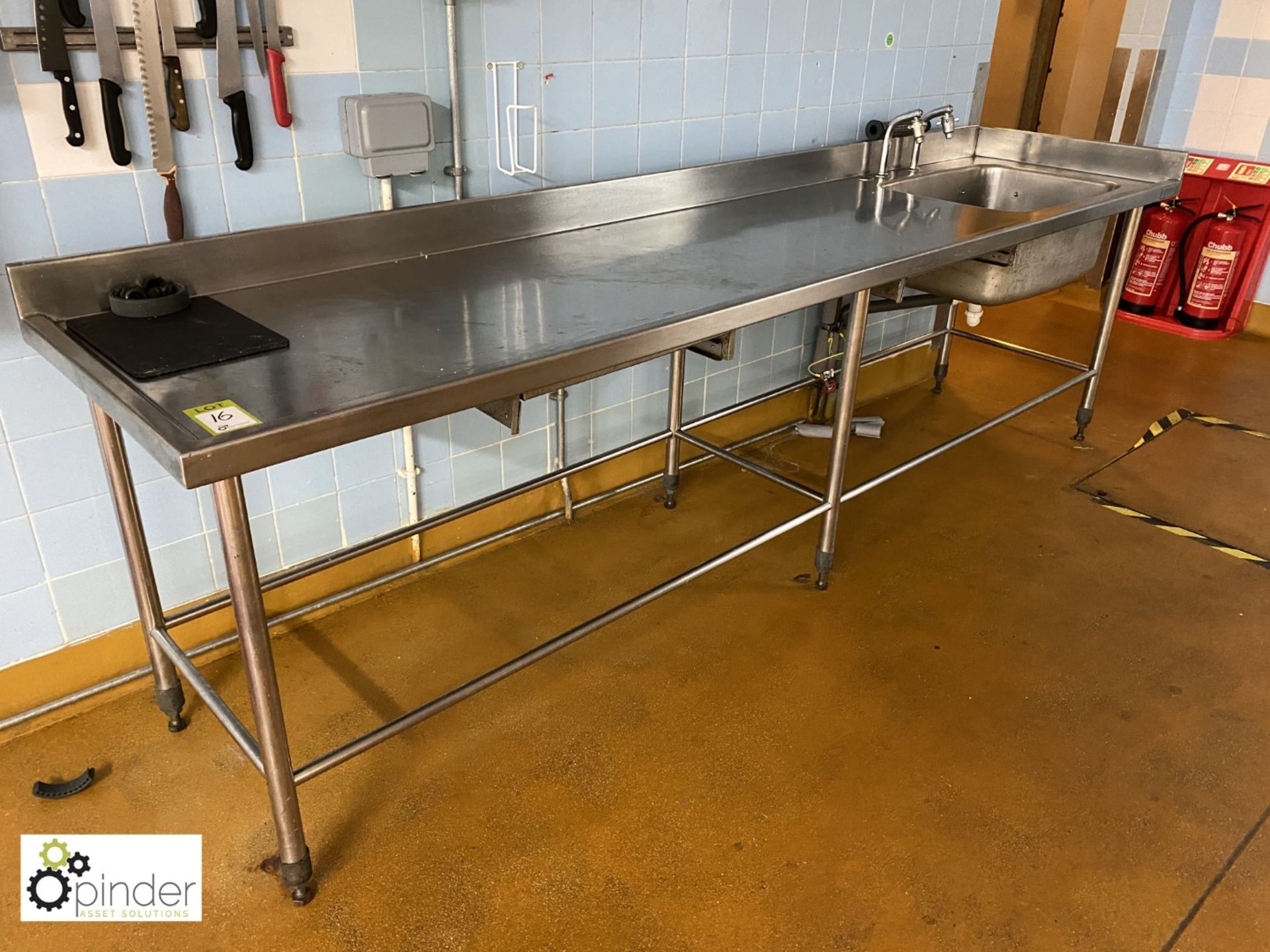 Stainless steel single bowl Sink Unit, 3050mm x 720mm (located in Main Kitchen, Basement) ****