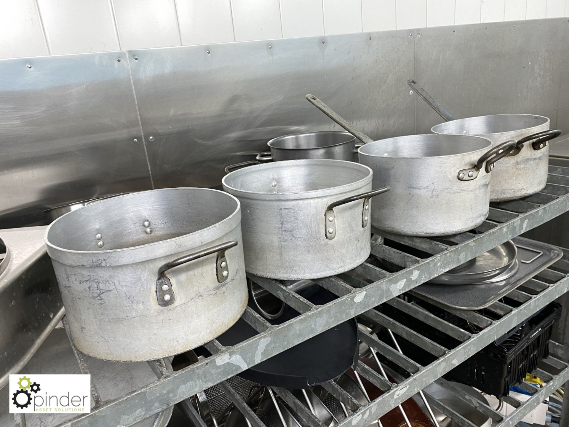 Large quantity Cooking Pots, Sieves, Trays, Pans, etc, to rack (located in Pot Wash Room, - Image 3 of 11