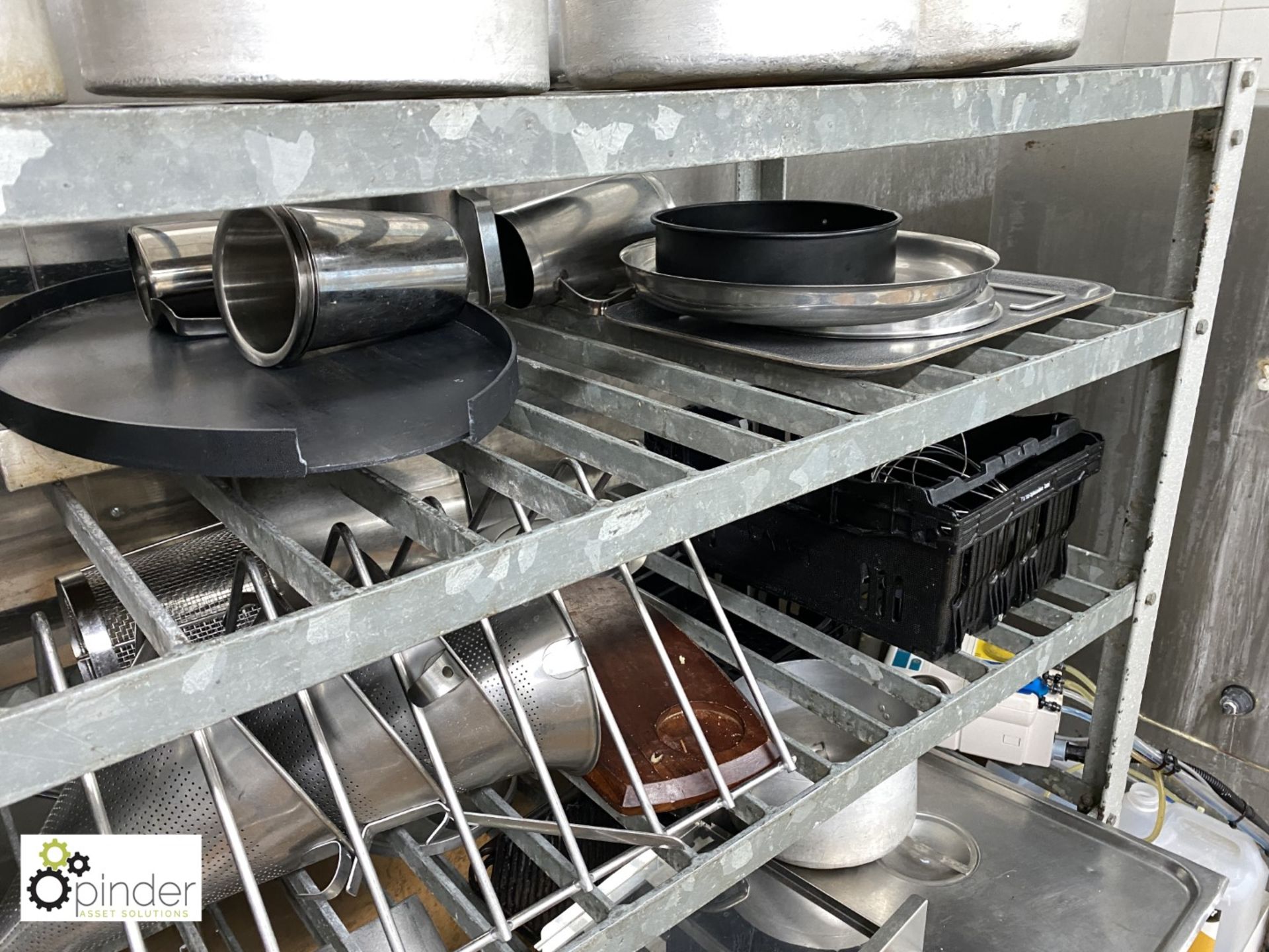 Large quantity Cooking Pots, Sieves, Trays, Pans, etc, to rack (located in Pot Wash Room, - Image 4 of 11