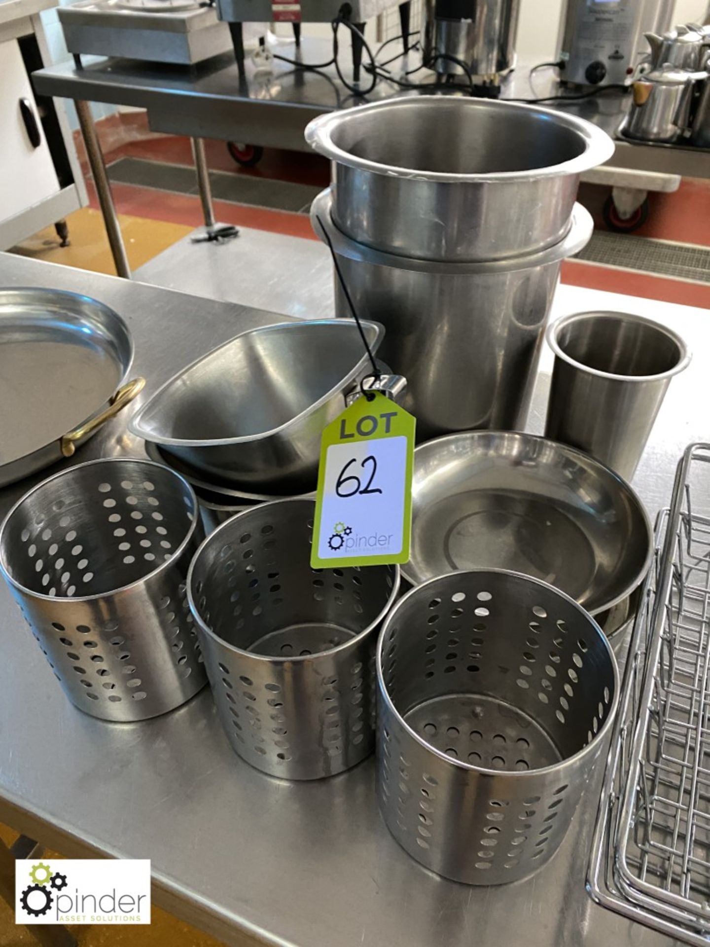 Quantity various stainless steel Pots and Utensil Holders (located in Main Kitchen, Basement) **** - Image 2 of 2