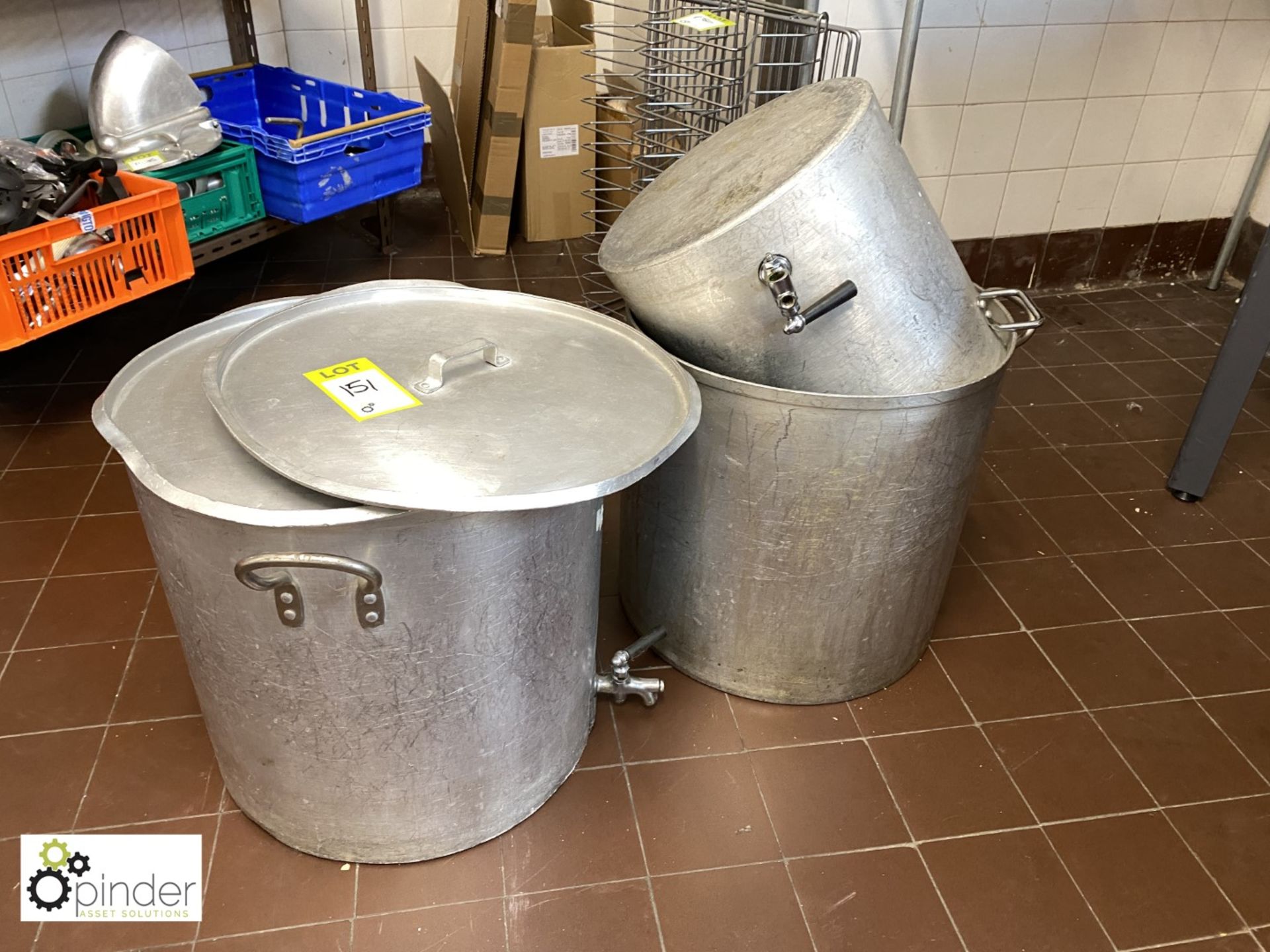 3 large Cooking Pots (located in Corner Stock Room, Basement) **** please note this lot needs to