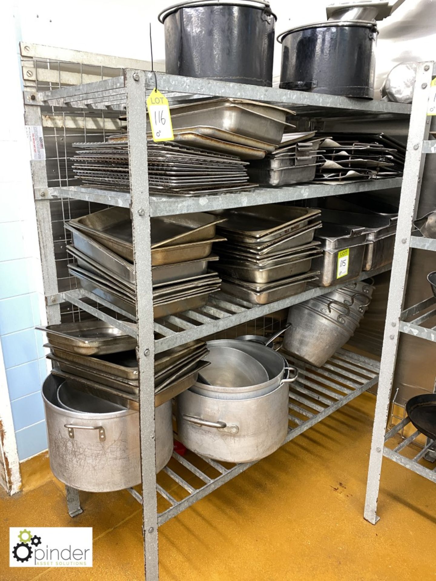 Galvanised steel 4-shelf Pot Rack, 1600mm x 620mm x 1680mm (located in Pot Wash Room, Basement) ****