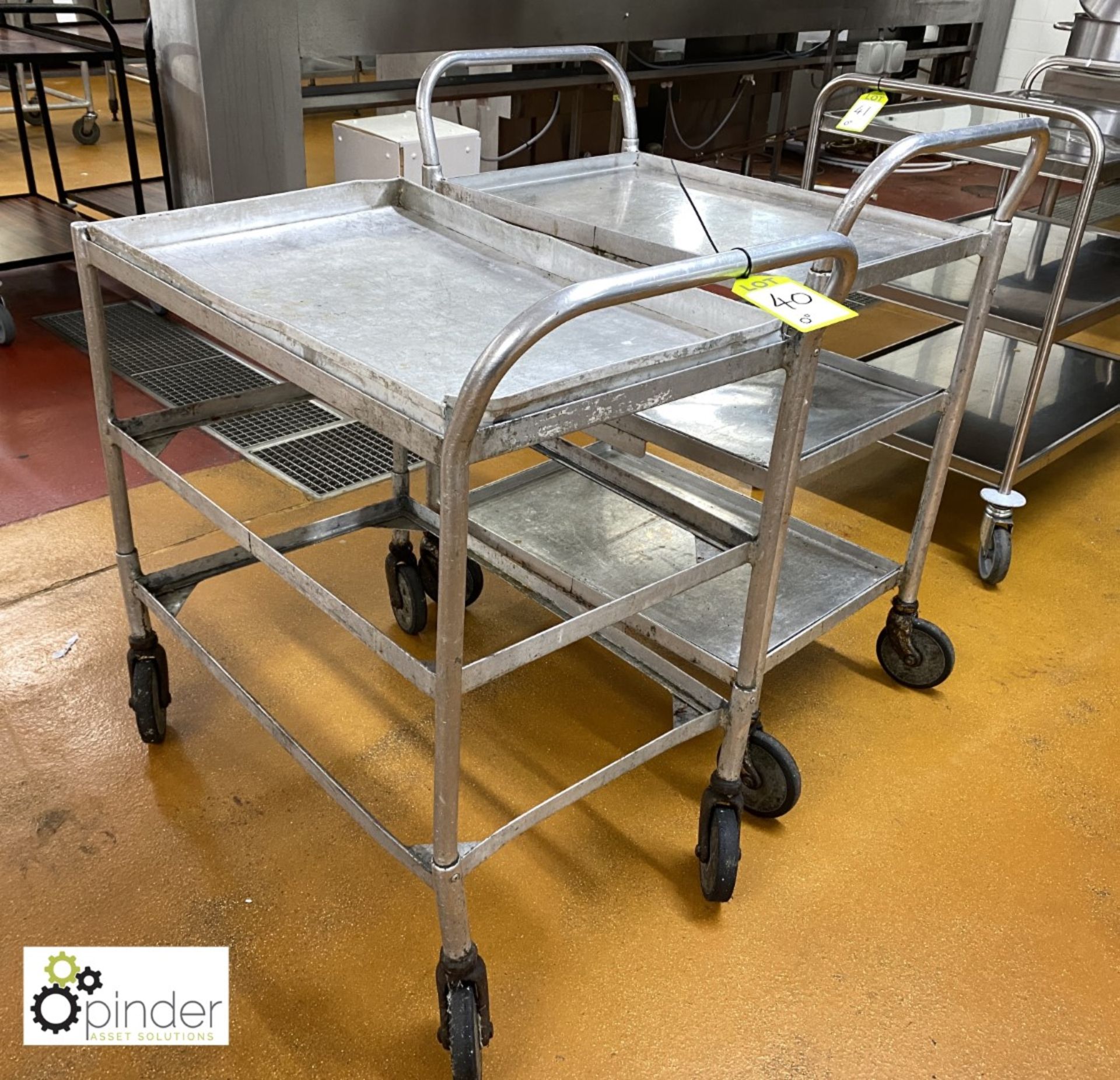 2 tubular framed 3-tier Serving Trolleys (located in Main Kitchen, Basement) **** please note this - Image 2 of 2