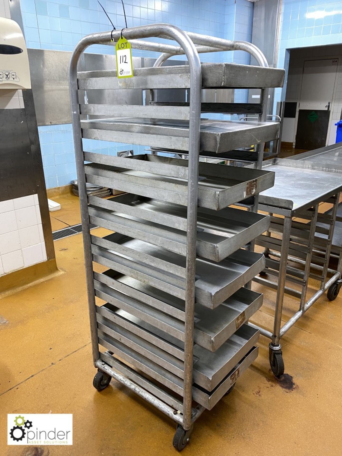 Tubular framed 15-tray Trolley with quantity trays (located in Pot Wash Room, Basement) ****