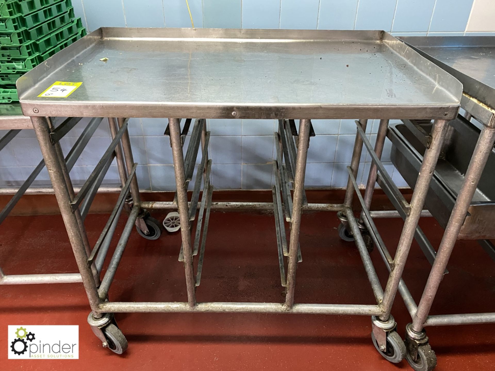 Tubular framed stainless steel top Tray Trolley, 980mm x 600mm (located in Main Kitchen,