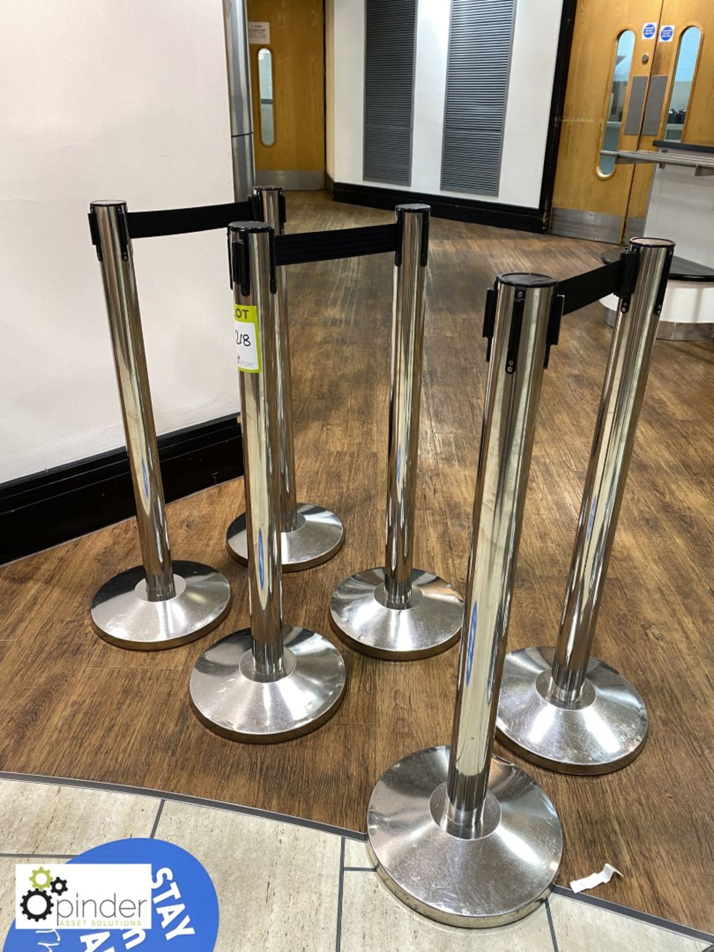 3 pairs chrome adjustable Barriers, 920mm high (located in Canteen, Basement) **** please note