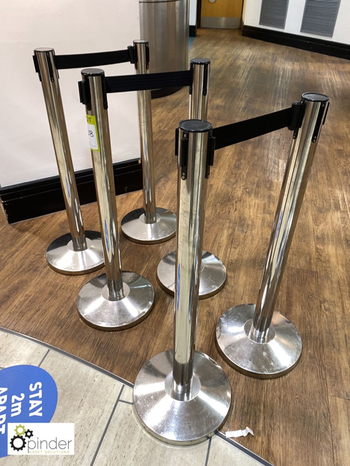 3 pairs chrome adjustable Barriers, 920mm high (located in Canteen, Basement) **** please note - Image 2 of 2