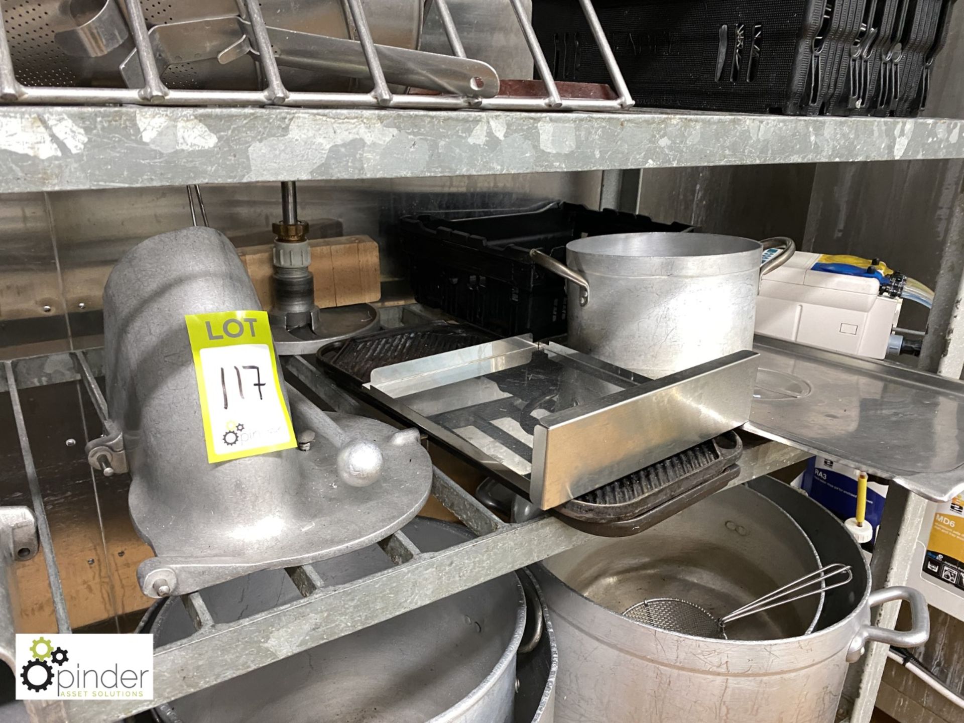 Large quantity Cooking Pots, Sieves, Trays, Pans, etc, to rack (located in Pot Wash Room, - Image 8 of 11