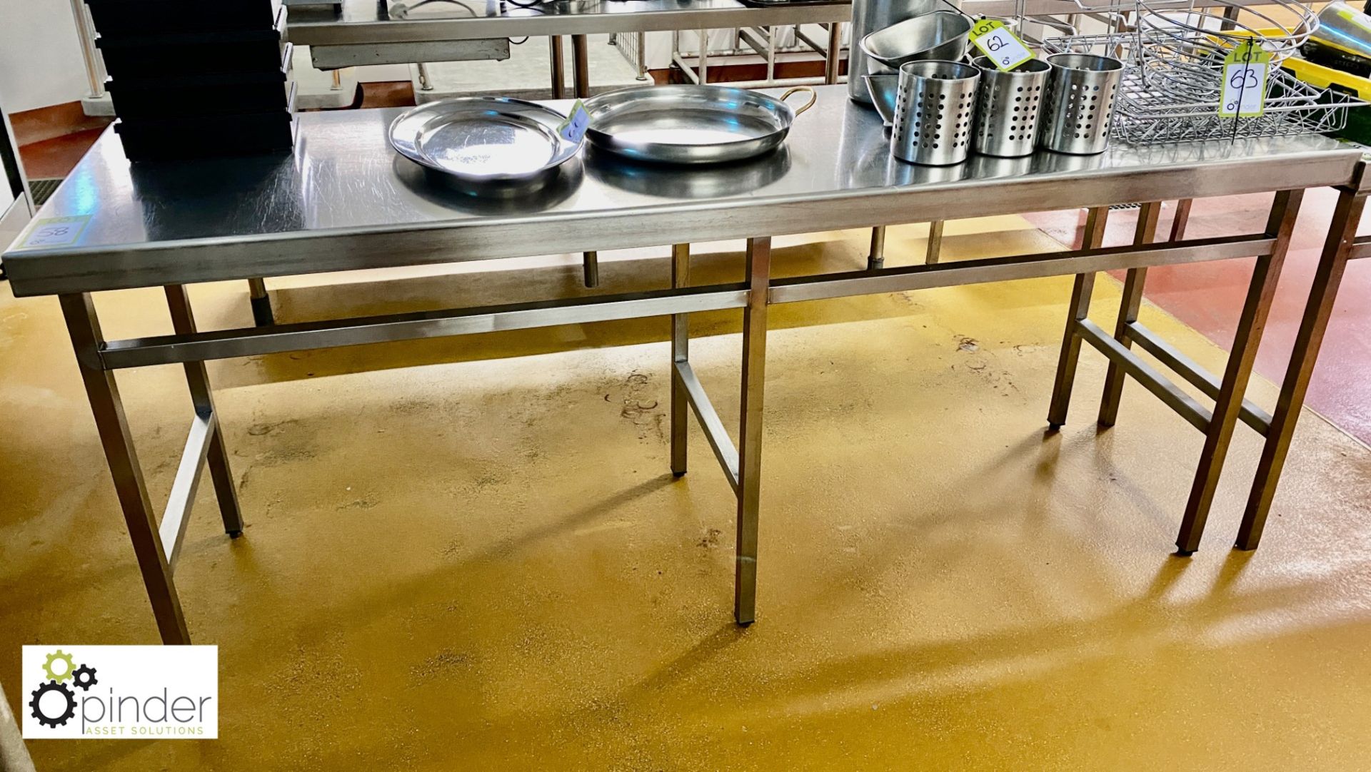 Stainless steel Preparation Table, 2000mm x 615mm (located in Main Kitchen, Basement) **** please