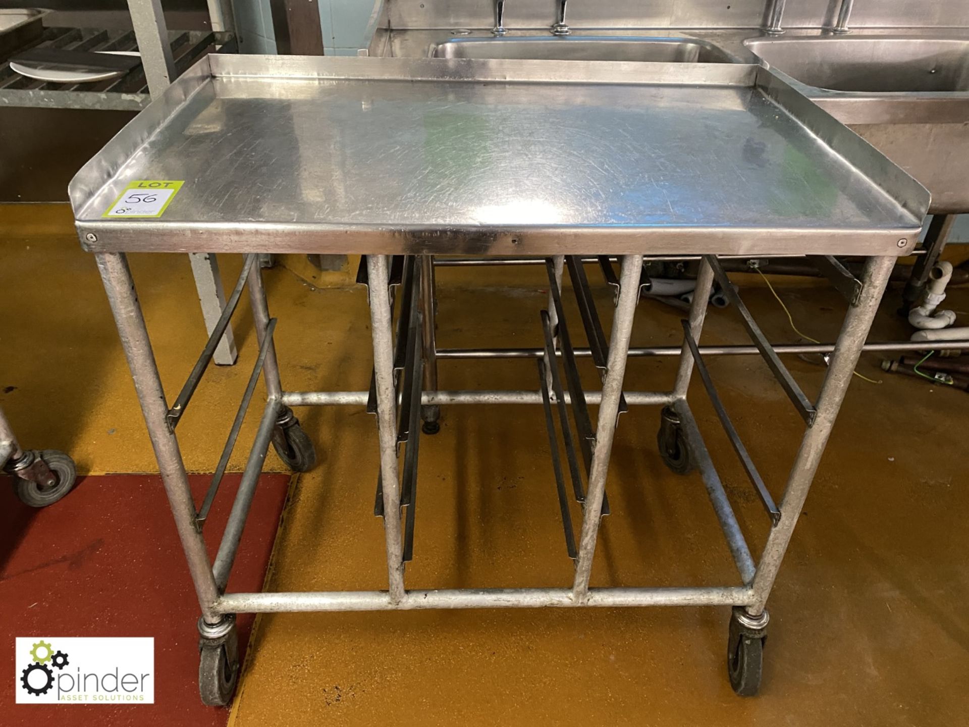 Tubular framed stainless steel top Tray Trolley, 980mm x 600mm (located in Main Kitchen,