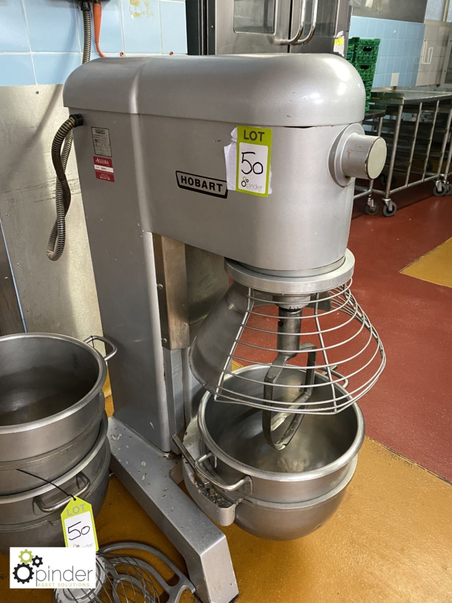 Hobart H300 floor standing Planetary Food Mixer, 415volts, with 3 bowls, whisk, 3 various paddles - Image 2 of 6