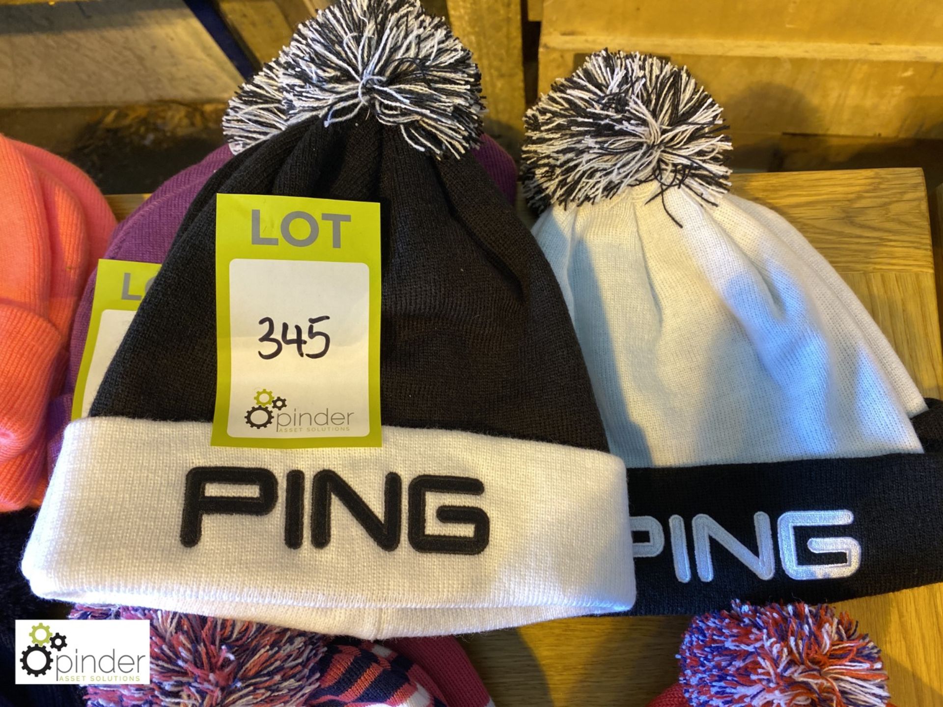 4 Ping Bobble Hats, patterned
