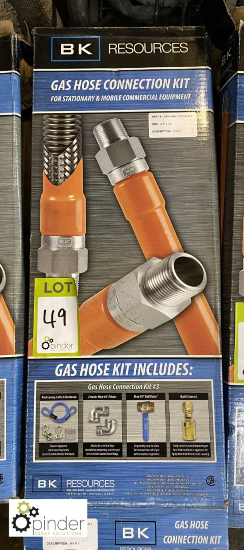 BK Resources gas hose Connection Kit, ¾in x 36in, boxed and unused