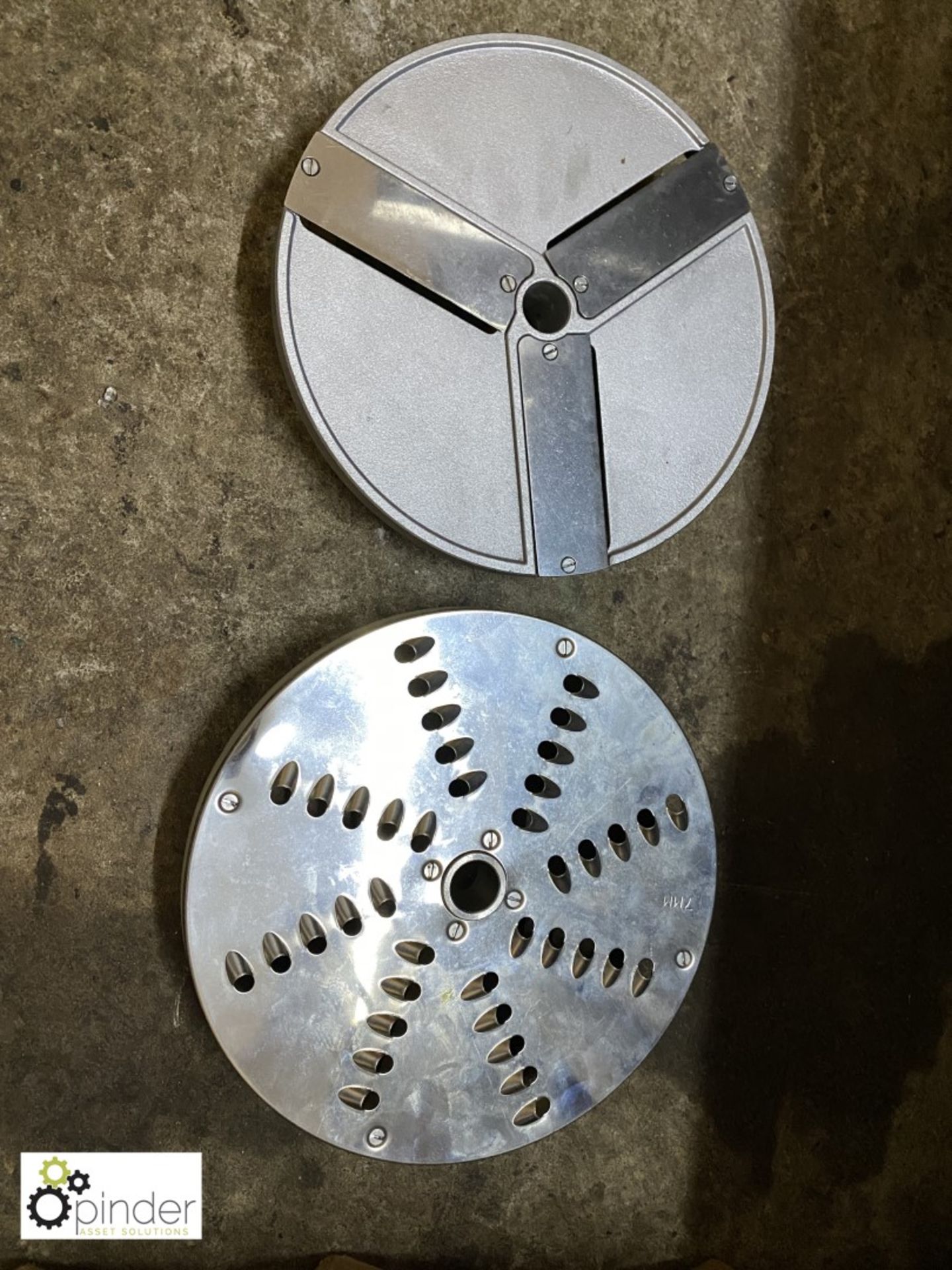 2 Grating Plates, 12mm and 7mm, and Slicing Plate, 3mm, boxed and unused