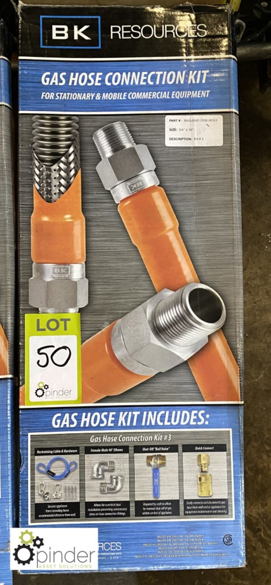 BK Resources gas hose Connection Kit, ¾in x 36in, boxed and unused