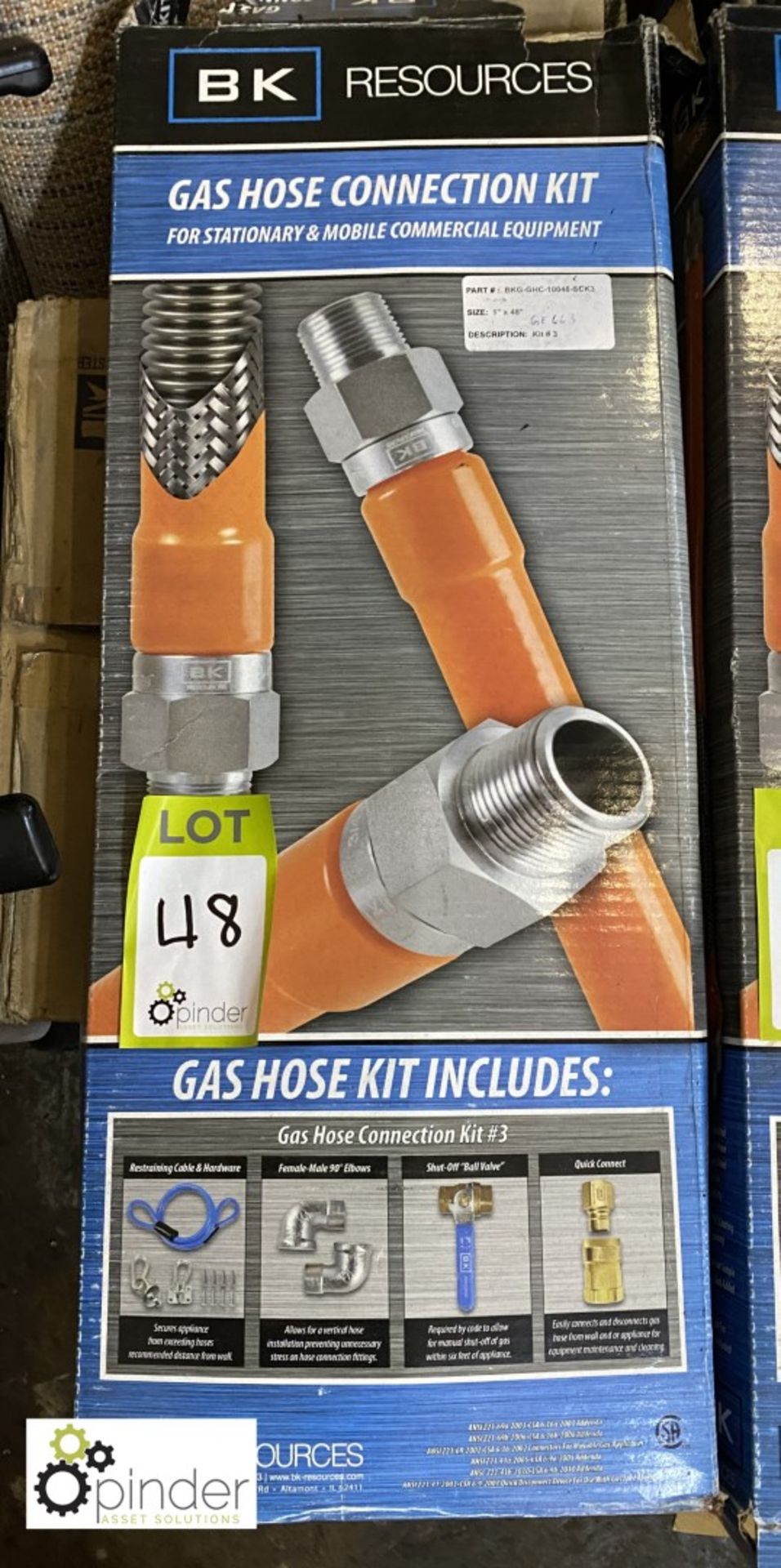 BK Resources gas hose Connection Kit, 1in x 48in, boxed and unused