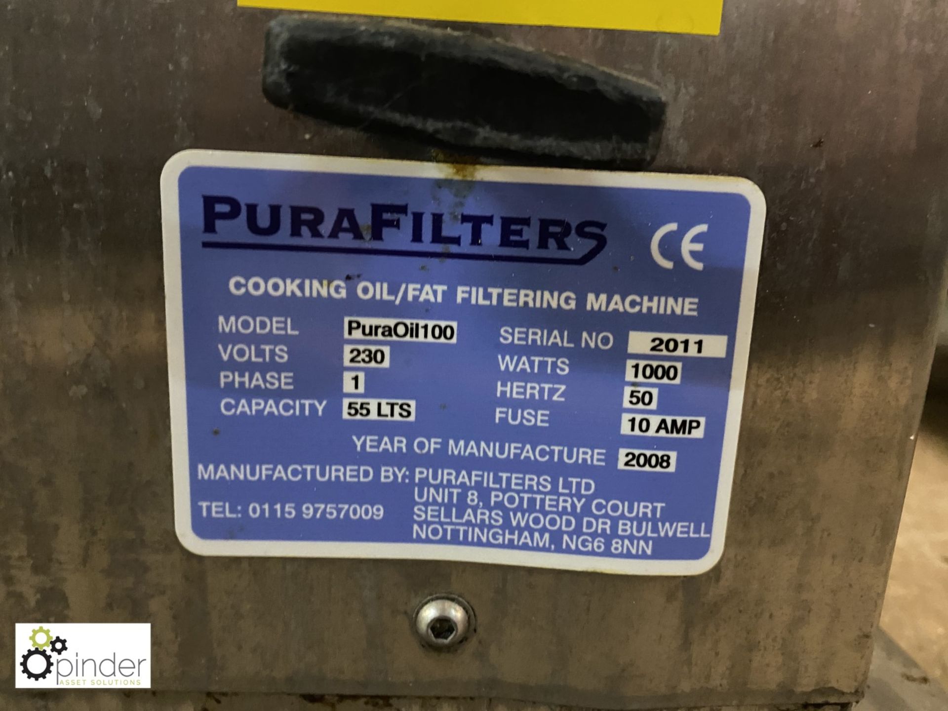 Purafilters PURAOIL 100 Cooking Oil/Fat Filtering Machine, 240volts, 55litre capacity - Image 3 of 3