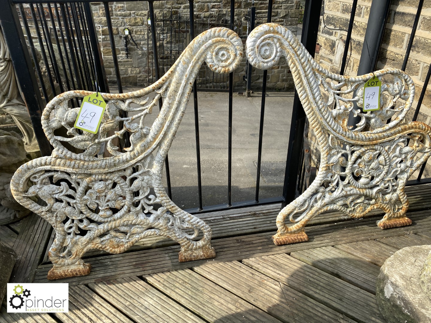 Pair of Victorian Rope and Floral Decorative Bench Ends.