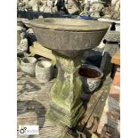 Victorian Yorkshire stone carved Bird Bath, approx. 42in high x 23in Diameter