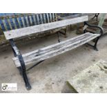 Cast iron Victorian Bench with timber seating, approx. 29in high x 78in long