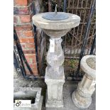 Reconstituted stone Sundial and pedestal, approx. 46in high x 12in diameter