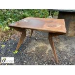 Retro steel Garden Table, approx. 38in x 30in (please note this lot is located at Berry Brow,