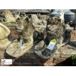 Pair of reconstituted stone Reclining Lions, approx. 25in long x 15in high