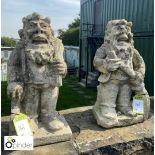 Pair of North Country limestone 17th Century Gnomes, these gnomes were typically found on rural