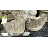 2 reconstituted stone Chickens, approx. 10in long