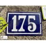 Antique French enamel House Number "175"