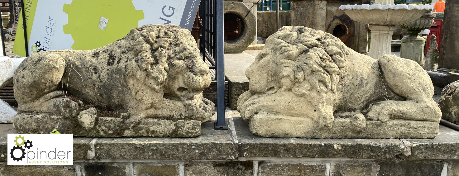 Pair of reconstituted Stone Reclining Lions, circa 1900’s