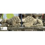 Pair of reconstituted Stone Reclining Lions, circa 1900’s