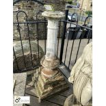 Reconstituted Edwardian Column with original bronze sundial plate, approx. 43” high