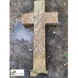 Yorkshire stone Cross Finial with flower decoration, approx. 40in high (please note this lot is