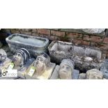 Pair of reconstituted stone Garden Planters with lion mask decoration, approx. 28in long x 12in