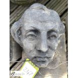 18th Century carved Yorkshire stone Head of an academic, approx. 8in high