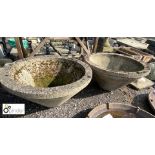 Pair of 1960’s reconstituted stone Patio Planters, approx. 19in high x 36in diameter