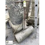 Original Yorkshire gritstone and wrought iron blacksmith made Garden Roller, approx. 43in high x