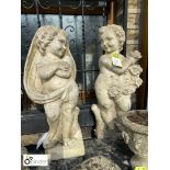Pair of reconstituted stone Putti, approx. 32in high