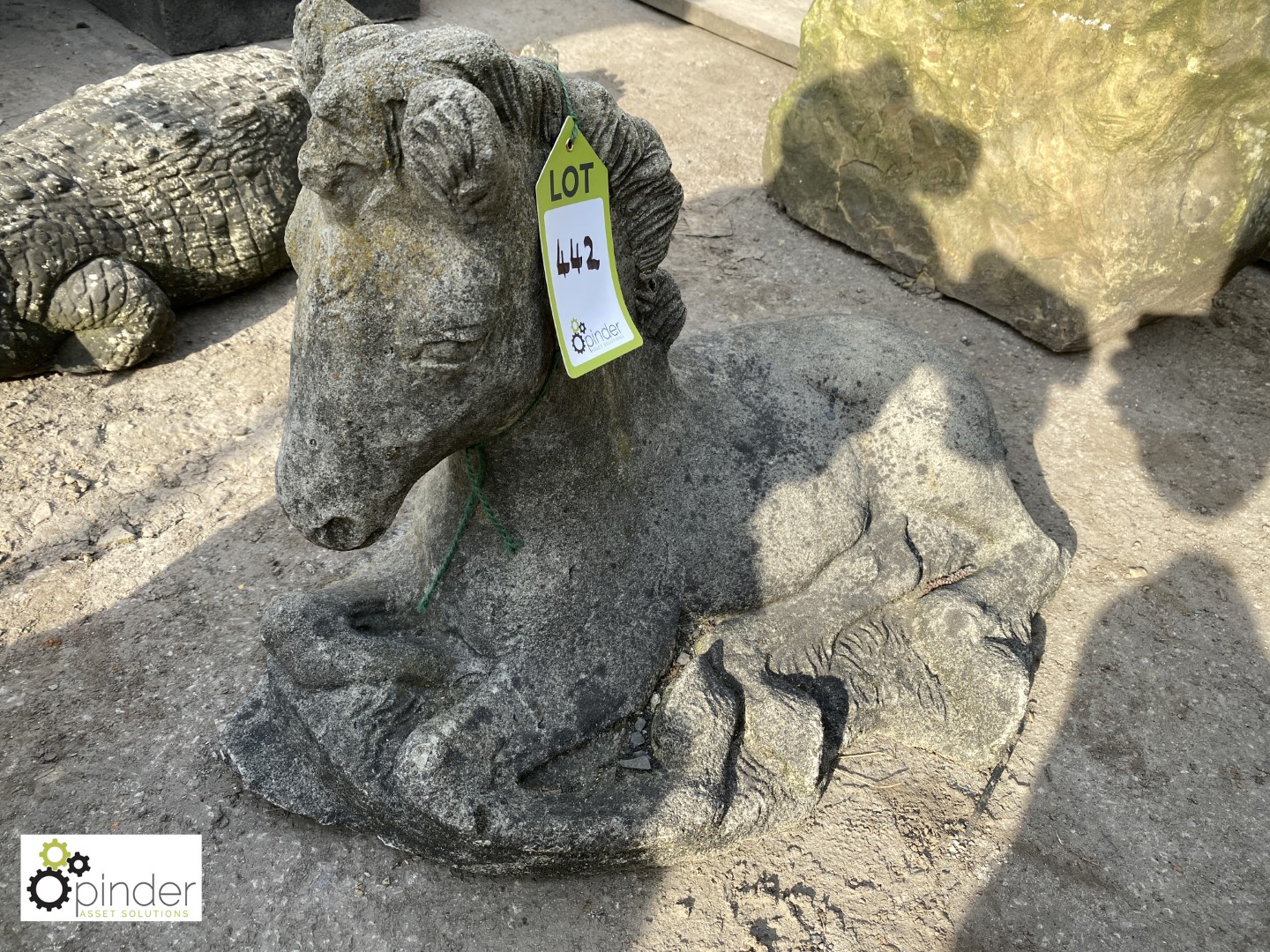 Reconstituted stone Reclining Foal, approx. 14in high x 24in long - Image 2 of 2