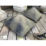 Pair of Yorkshire stone Gatepost Pier Caps, approx. 10in x 18in x 16in