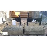 Pair of Yorkshire stone and wrought iron Foot Scrapers, approx. 16in high x 10in wide x 16in long