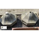 Pair of octagonal Yorkshire stone Pier Caps, approx. 18in high x 26in diameter
