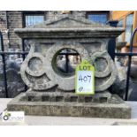 Yorkshire stone Carved Mantle Clock without movement, approx. 14in high x 17in wide