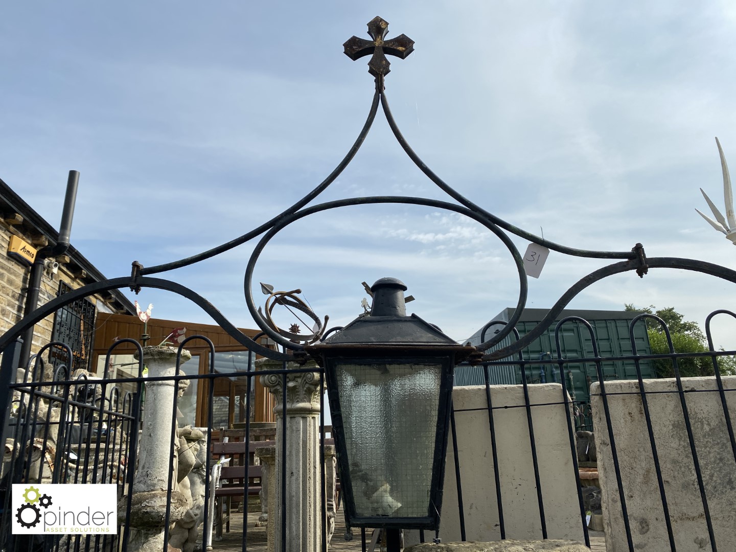 Victorian Copper Lantern in wrought iron frame fro - Image 2 of 9