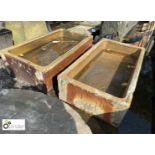 Pair of Victorian salt glazed terracotta Feed Troughs, approx. 8in high x 18in wide x 34in long