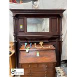 Original Edwardian rosewood Fire Surround with over mantle mirror, approx. 84in high x 62in wide (