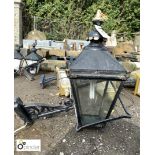 Copper Pub Lantern with scrolled metal bracket, approx. 26in high