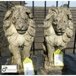 Pair of reconstituted stone Lions, approx. 18in high