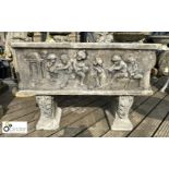 Rectangular reconstituted stone Planter standing on corbeled legs depicting putti playing, approx.